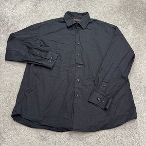 Ben Sherman Stretch Dress Shirt Mens 17.5 34-35 Black Cotton Blend Classic Work